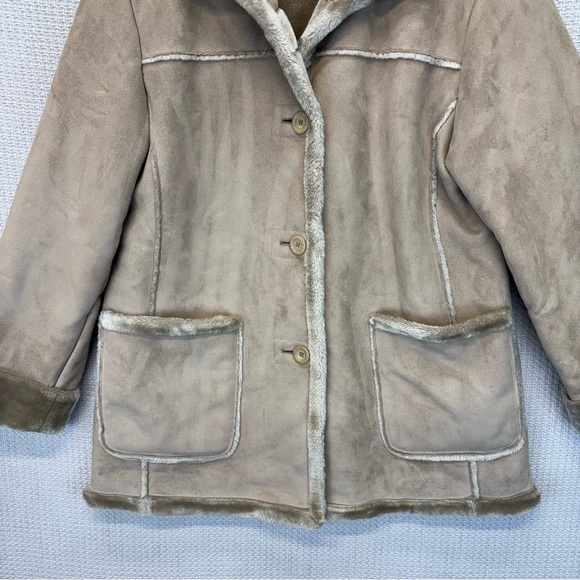 Vintage Chore Barn Coat Jacket Womens M Faux Suede Sherpa Lined Mulberry Street - Picture 4 of 8